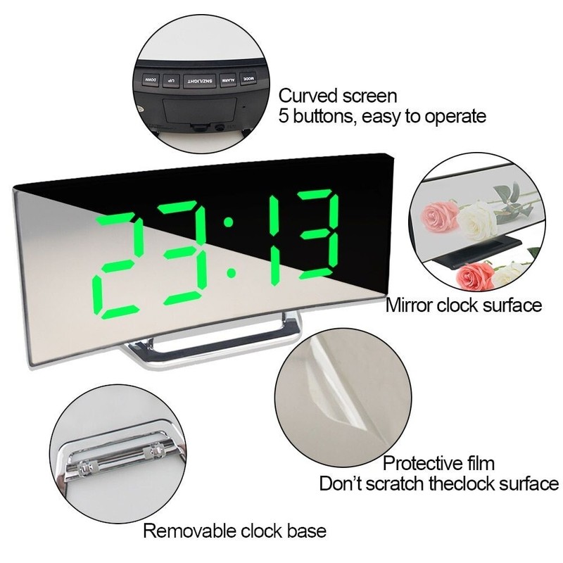 Digital Alarm Clocks Desktop Watch Plastic Snooze Function Electronic Desk LED gallery