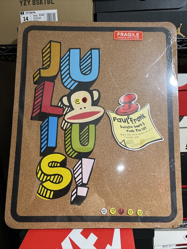 Vintage Paul Frank Bulletin Board & Push Pin Set Julius Designer Home Decor Y2K