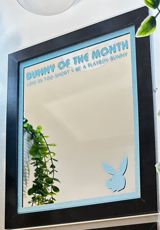 Playboy Mirror Blue Color, 10×12 Wood Framed Glass Mirror