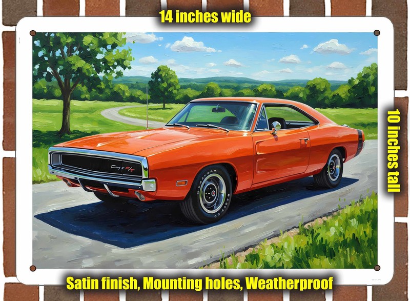 Metal Sign – 1970 Dodge Charger R/T 6 Oil Painting – 14×10