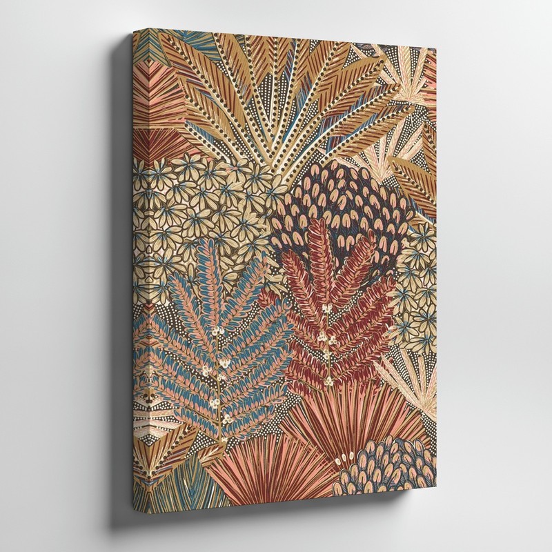 Abstract Tropical Leaves Canvas Wall Art Earth Tone Decorative Leaf Print Canvas
