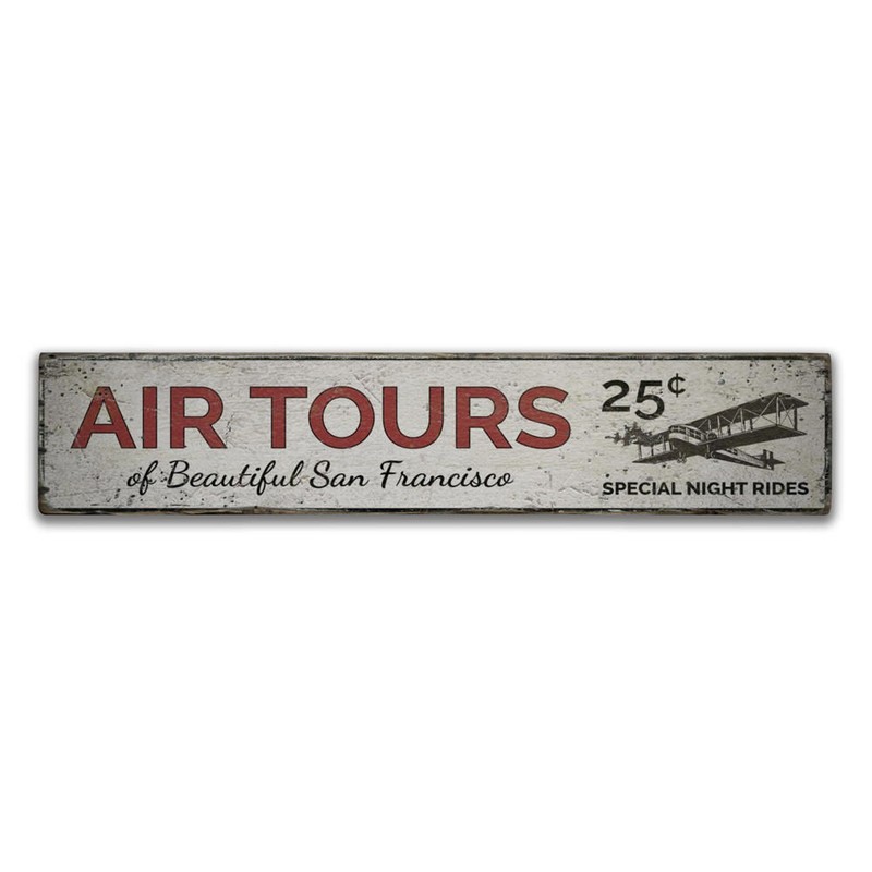Air Tours Vintage Distressed Sign, Personalized Wood Sign