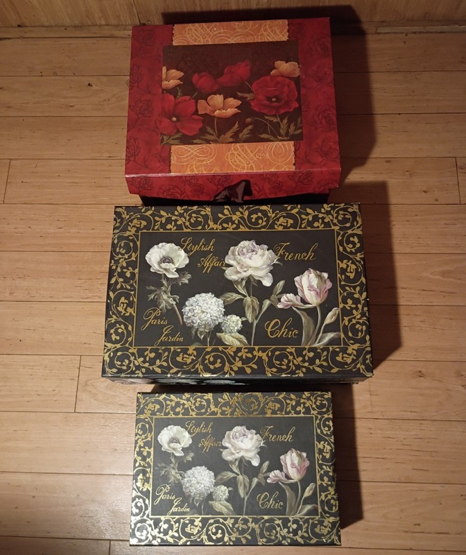 Set of 3 Vintage-Style Decorative Storage Boxes with Floral Patterns