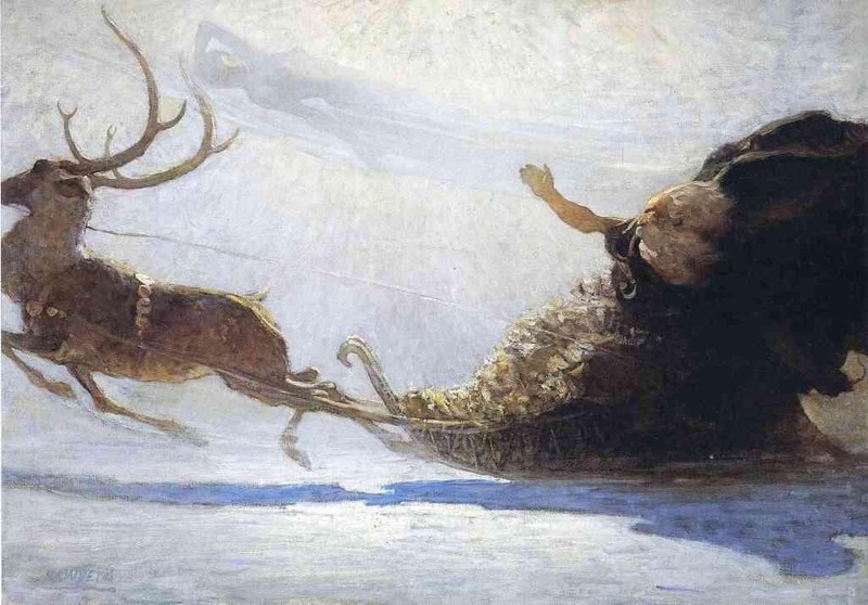 Santa Claus and Reindeer : N.C. Wyeth : Archival Quality Art Print