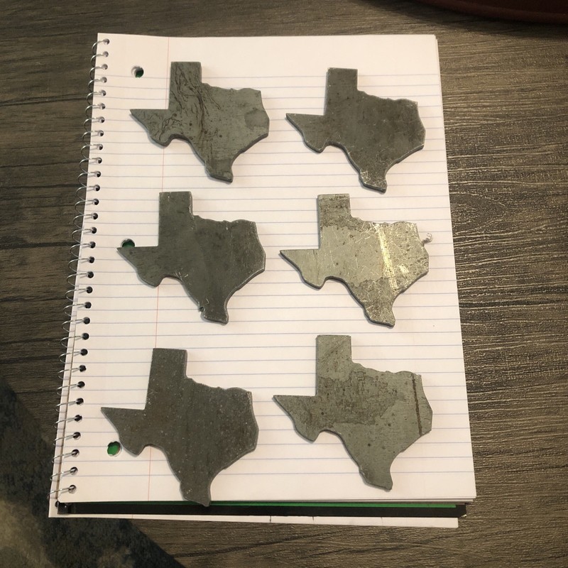 Lot of 6 metal Texas emblem. Unfinished. 3 inches