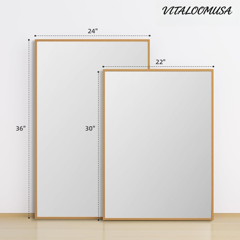 2-Pack 22"x30" Matte Gold Vanity Mirror, Wall Mount, Vertical or Horizontal gallery