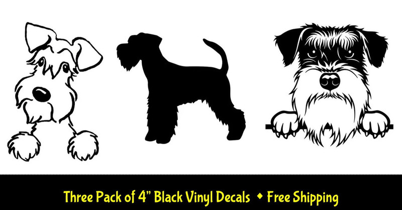 Schnauzer Dog 3 PACK 4″ Black Vinyl Decals Car Window Laptop Tablet Notebook