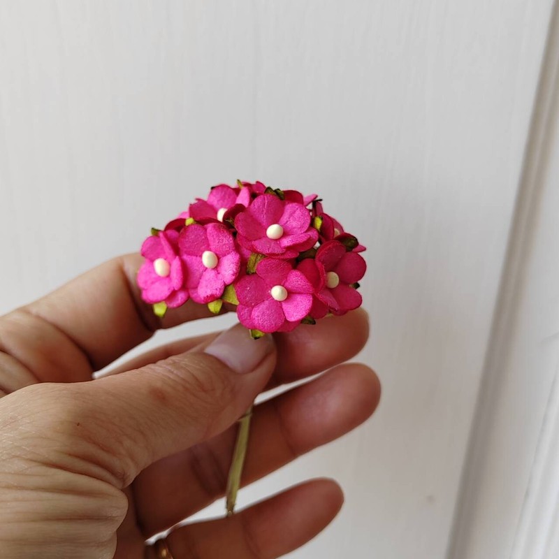 100 Hot Pink PI#5 Artificial Flowers Blossom Flower Paper Flower size 15 mm gallery