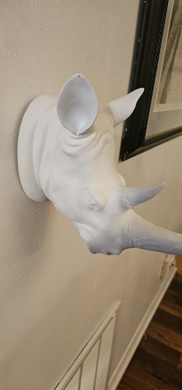 Z Gallerie Rhino Head White 14x10x5 Quality Resin Wall Art Taxidermy