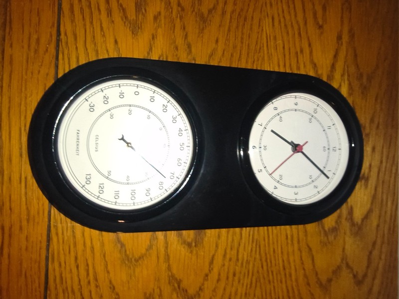 WALL CLOCK w/ THERMOMETER ...RARE . Vertical or Horizontal Mount gallery