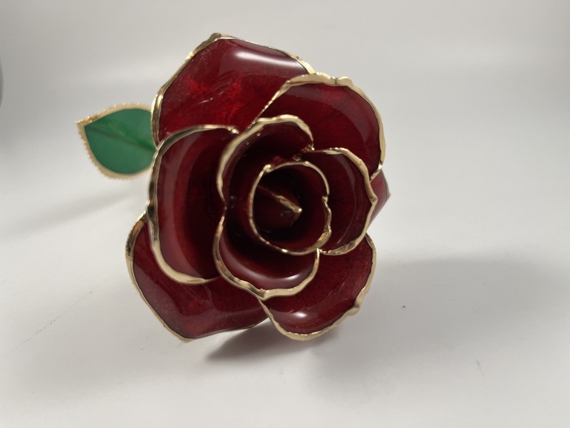 NIB DEFAITH 24K GOLD DIPPED RED WINE ROSE ANNIVERSARY GIFT w/BOX gallery