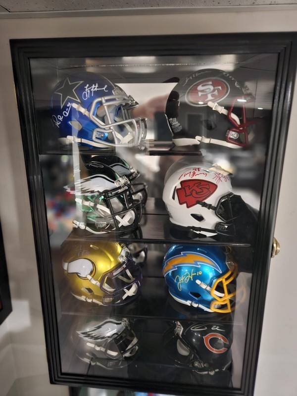 Mini Helmet Display Case 8+ Football Riddell Black Wood NFL Cabinet Shadow Box