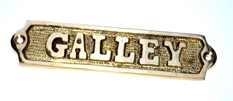 Vintage Nautical Brass Engraved Galley Tag Door Sign Wall Decor Collective Item