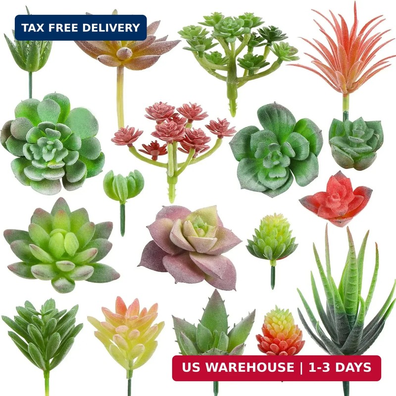 FOIMAS 18pcs Mini Artificial Succulent Plant,Flocked Faux Succulent for Floral W