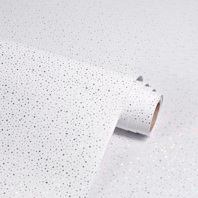 White Glossy Contact Paper Holographic Shiny Peel and Stick Wallpaper 15.7" X...