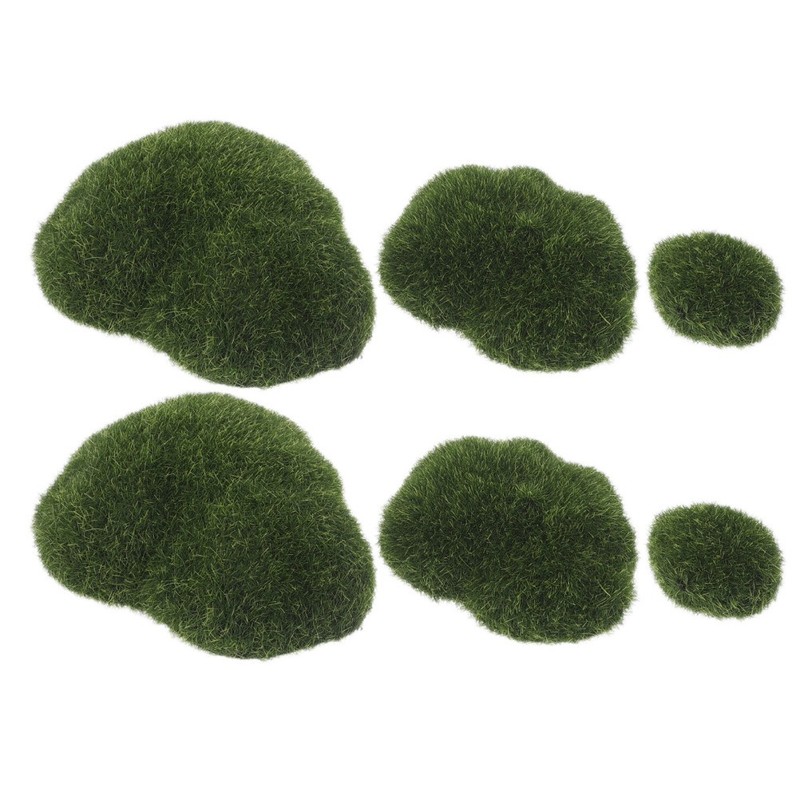 6 Pcs Moss Decor Faux for Plants Indoor Artificial Stone Ornament Decorative