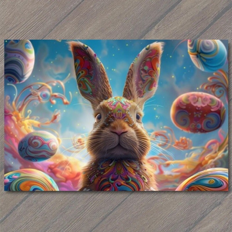 Art Print Rabbit Bunny Surrealism Crazy Bright Colors Weird Strange Wild Unusual