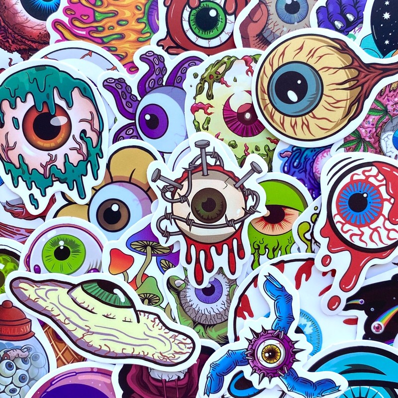 5-50 pcs Gothic Horror Eye Stickers, Evil Eye Ball Vinyl Laptop Car Phone Decals