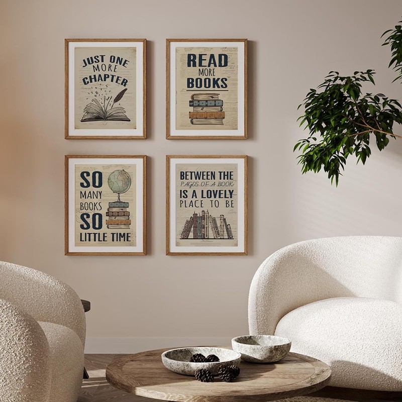 Reading Posters for Library Set of 4 - Book Club Decorations,Library Decor,Bo... gallery