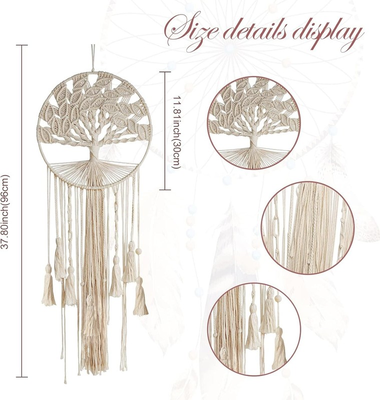 New Tree of Life Dream Catcher, Macrame Wall Hanging Large Dreamcatcher Gift gallery