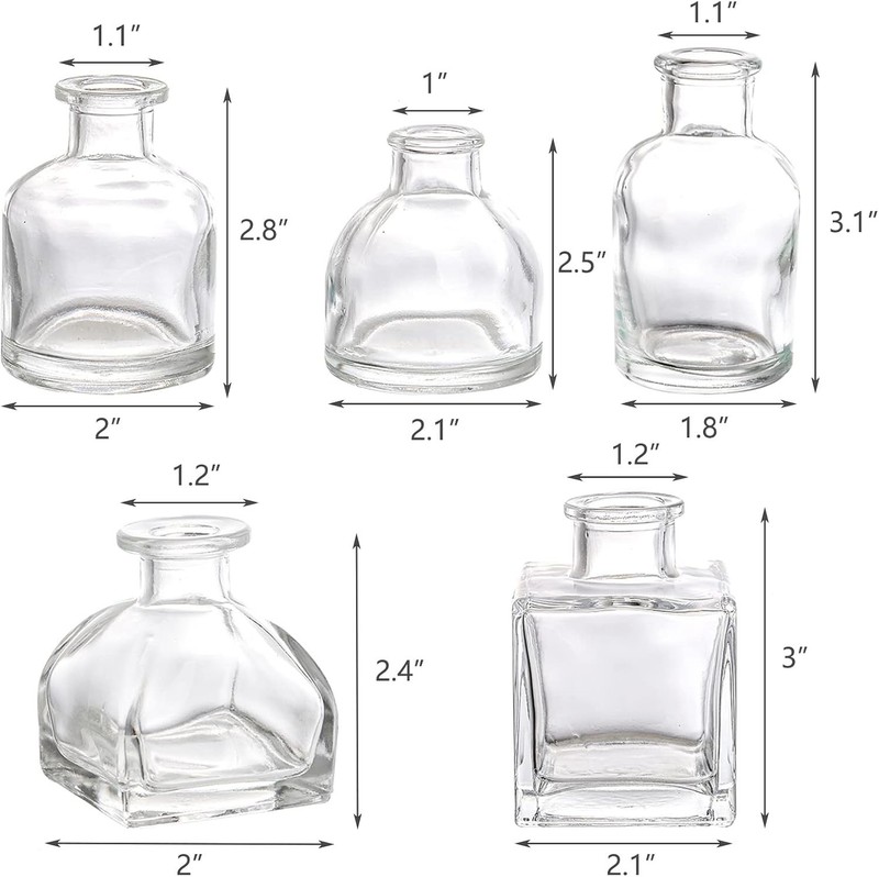 Adorable 10 Mini Clear Glass Vases - Perfect for Short Flower Arrangements gallery