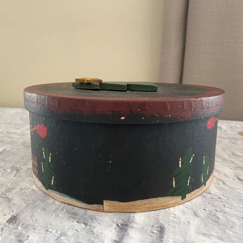 Primitive Snowman Small Lidded Box Winter Folk Art Style Christmas Home Decor gallery