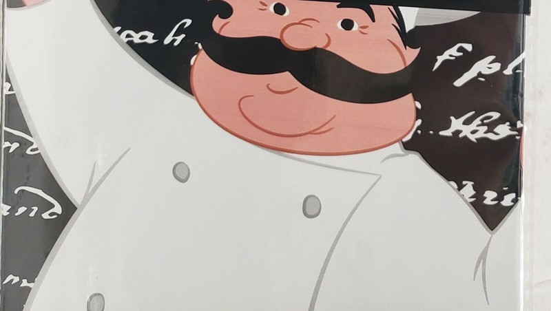 KITCHEN STOVE BACKSPLASH STICKER / WALL DECALl (30"x18") FAT CHEF, GR gallery