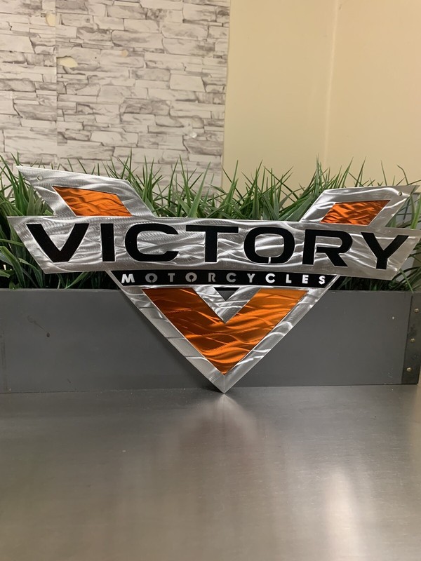 Victory Motorcycles Logo Custom Metal Wall Art 18” Wide
