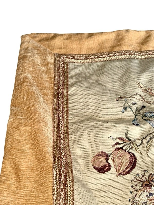 Vintage French Style Tapestry Floral Medieval Décor Wall Hanging 45x37 Fringe gallery