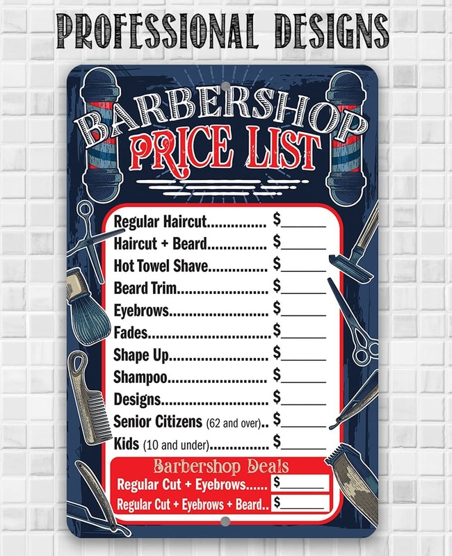 Barbershop Price List Metal Sign Dry Erase Salon Business Wall Art Decor gallery