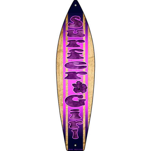 Surfer Girl Novelty Metal Surfboard Sign 17″ x 4.5″