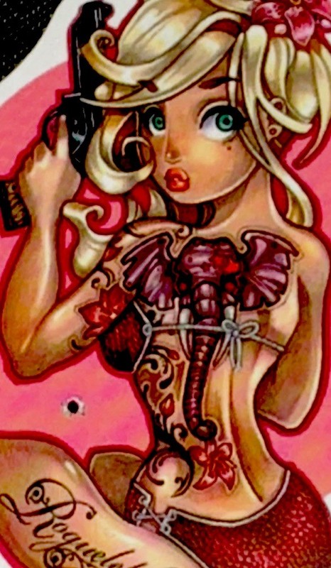 SEXY GIRL STICKER✨💋🌺💋✨2 1/2” X 2”✨GLOSSY✨CUTE TATTOOS🔥✨BLONDE HAIR✨🩷❤️‍🔥💫