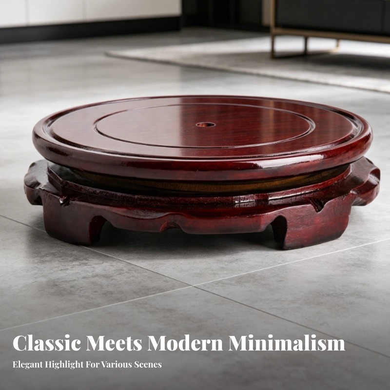 Wooden Turntable 360° Rotation Round Display Base Compact Size gallery
