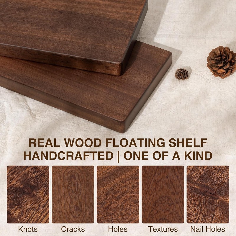 18 Inch Floating Shelves, Solid Wood Wall Shelves, 8 Inch Deep Floating Shelf – gallery