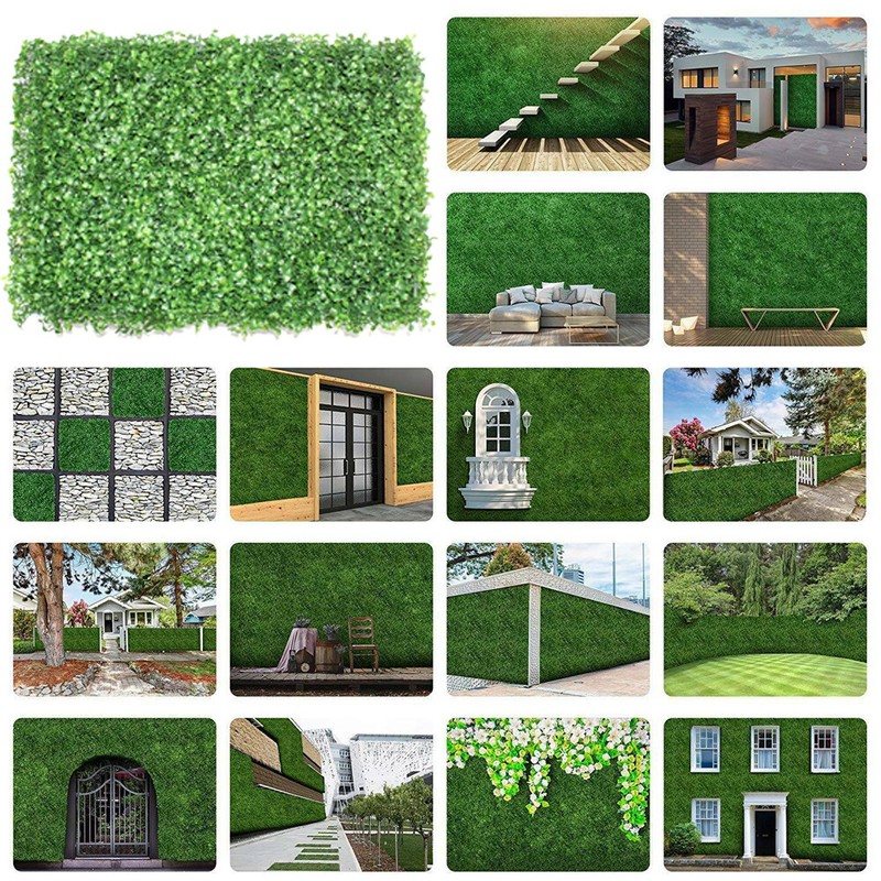 12/24 Pcs Artificial Plant Boxwood Mat Fence Hedge Wall Fake Grass Floral Decor gallery