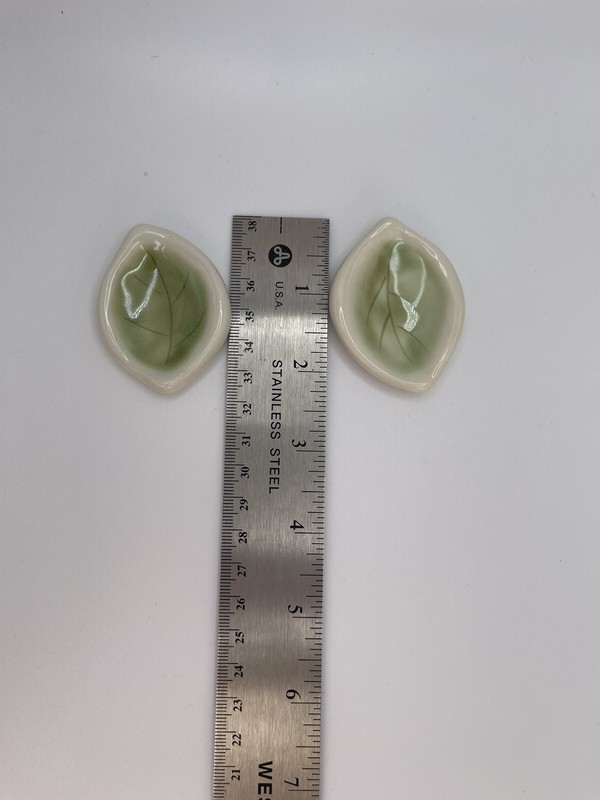 Minature Ceramic Fruit/Vegetables and Leaves - 5 Pieces - Leaves Marked "Heim" gallery
