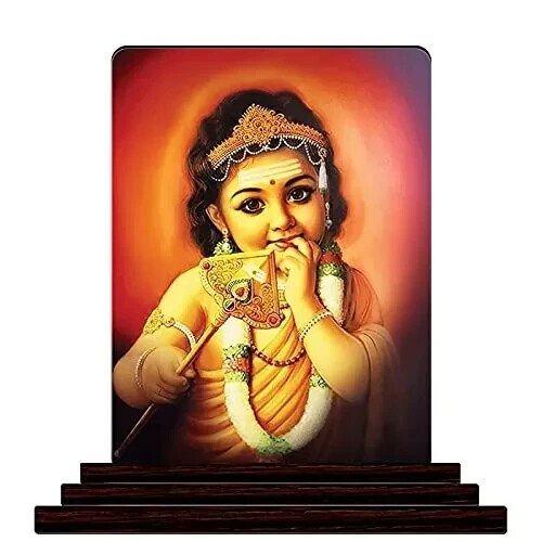 Printed Wooden Baby Murugan Idol Decorative Showpiece For Home Table Decor V9