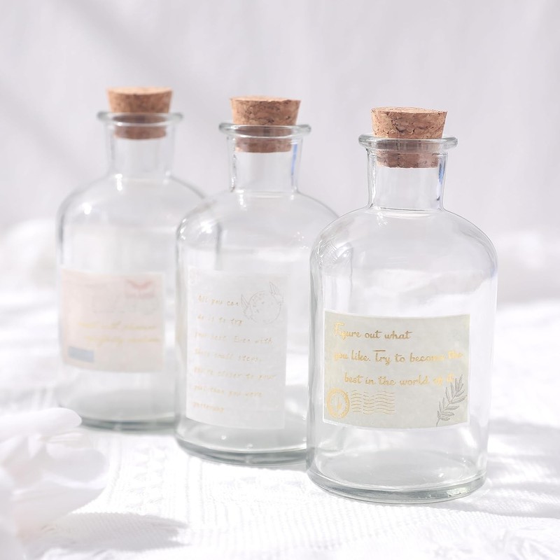 Decorative Glass Bottles with Cork Spers (8.5 fl oz. Round gallery