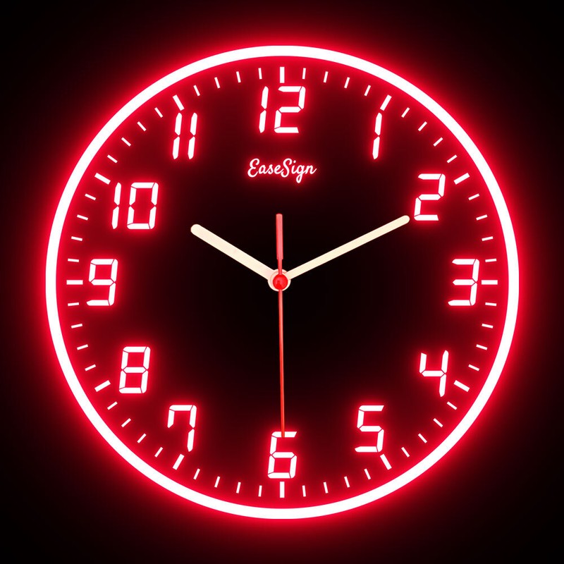 ck0019 EaseSign Home Decor LED Flexible Flex Neon Wall Clock 7 colors 10" gallery