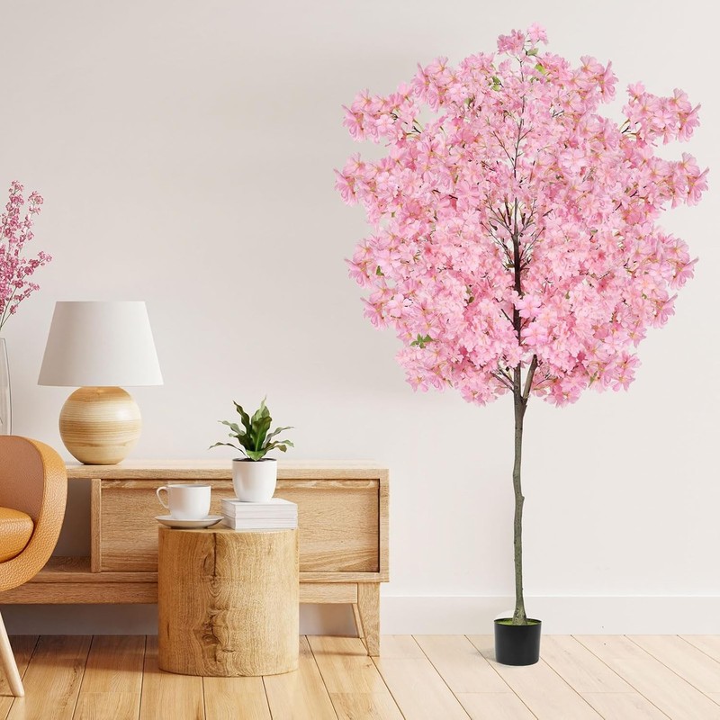 6Ft Tall Cherry Blossom Artificial Tree,Fake Pink Cherry Blossom Tree,Lifelike gallery