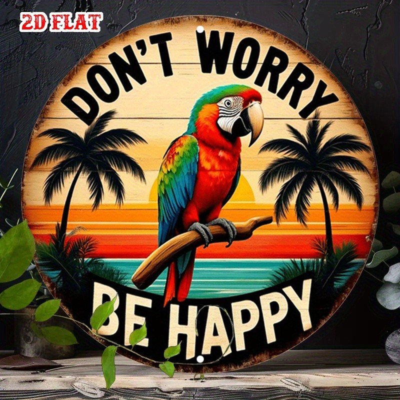 Metal Wall Sign Single Piece Happiness Aluminum Sign 8 Inch Round Funny