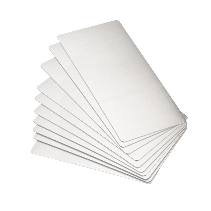 Metal business card 80x40x0.4mm brushed silver plate 10pcs