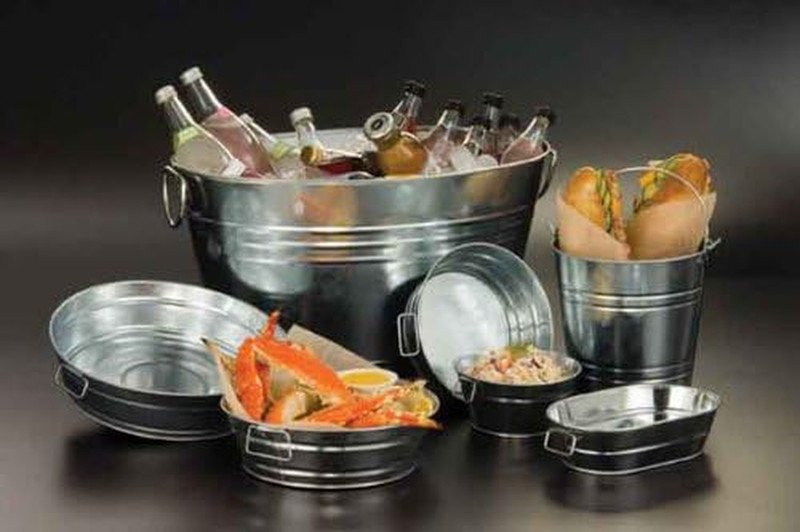 American Metalcraft PTUB87 Natural Galvanized Steel Pail with Handle, 1.16-Gallo gallery