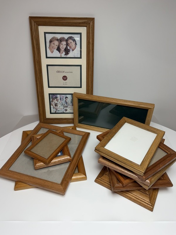 Solid Wood PICTURE FRAMES cottage core Gallery Wall Art Decor Lot of 13 W/Glass