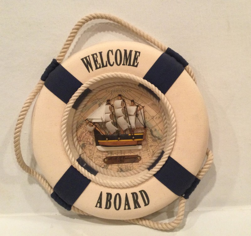 Welcome Aboard “Life Preserver” Wall Hanging- Great Gift Mint Condition-NWO Box