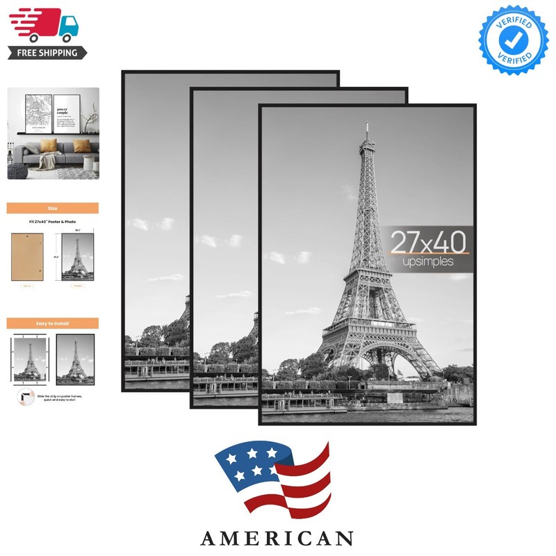 27×40 in Poster Frame Black 3 Pack, Scratch-Proof Picture Frames 27 x 40 for …