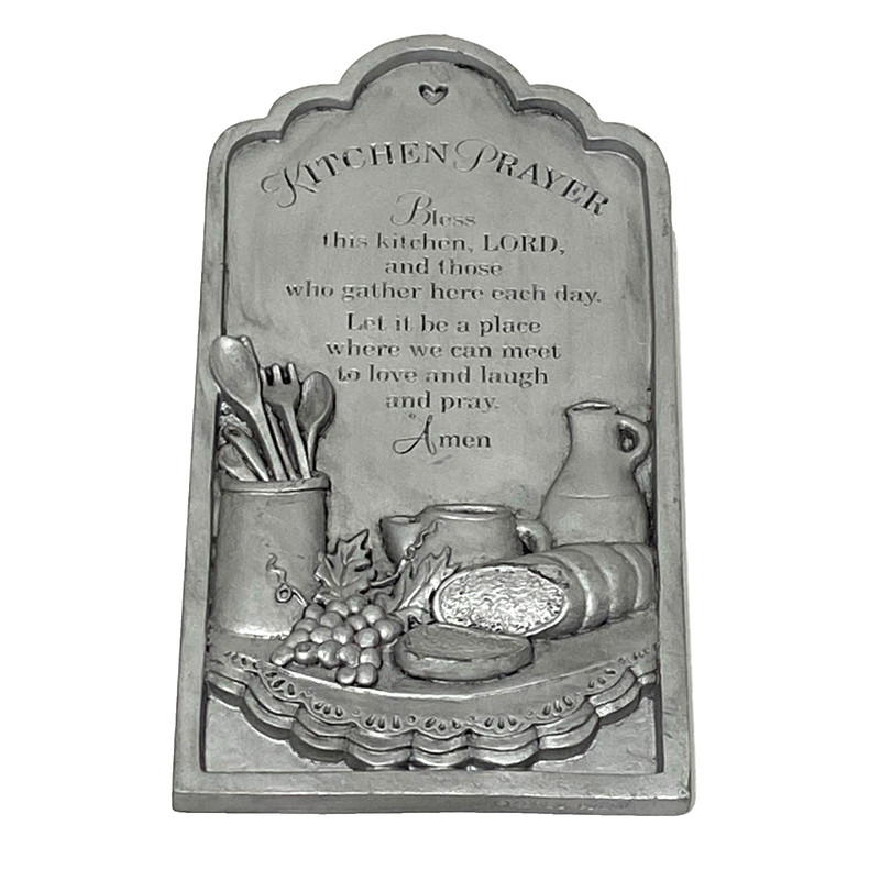 Abbey Press KITCHEN PRAYER Wall Plaque w/ Pewter Finish 7” x 4” – 3D Design