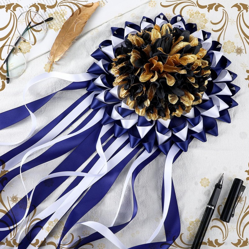 3 PCS 6.5" Black and Gold Homecoming Mum Flowers Artificial Silk Supplies gallery