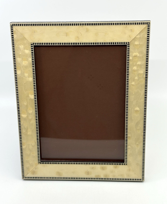 Natalini Italy 5×7 Free Standing Picture Frame Cream Black White Checker Border