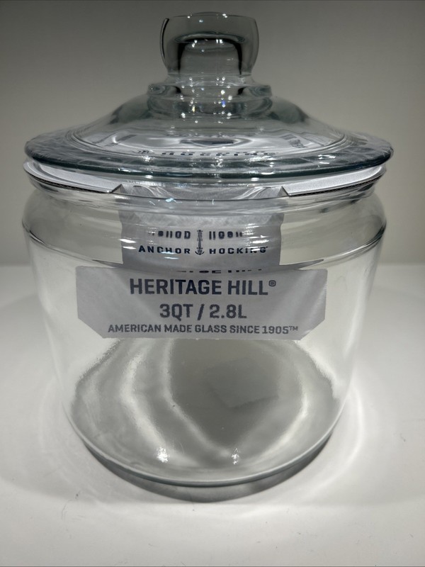 Anchor Hocking ~ 3 Quart ~ Clear Glass ~ Apothecary Jar ~ Canister w/Lid